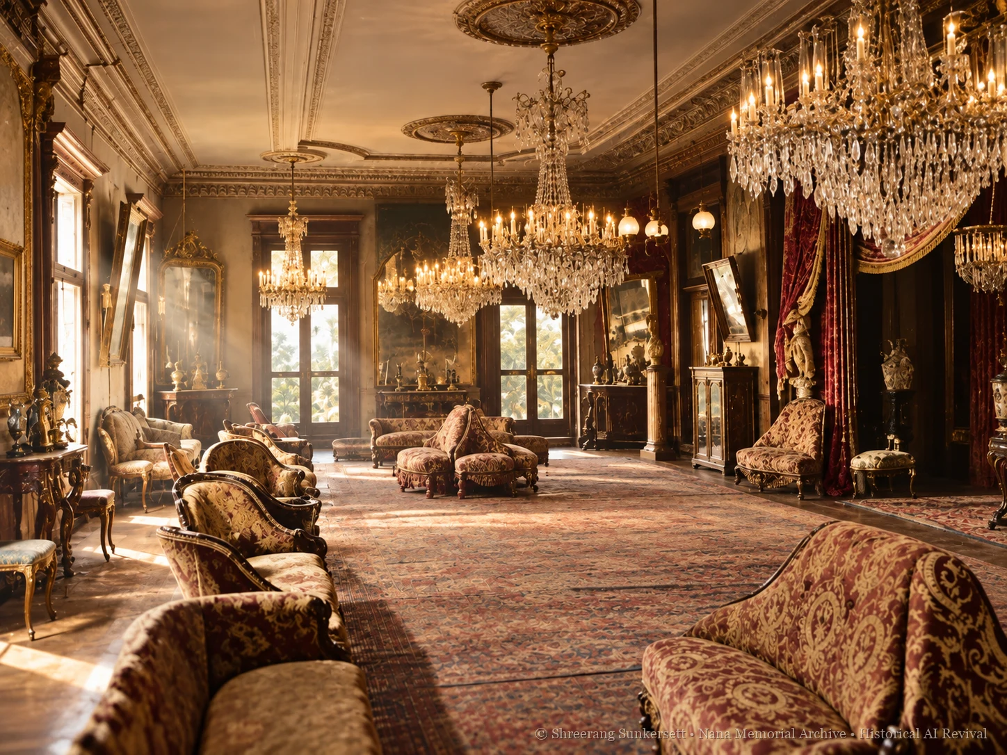 The Ornate Diwan-khana: Archival Monochrome Vs. Ai Golden Revival - AI Historical Revival