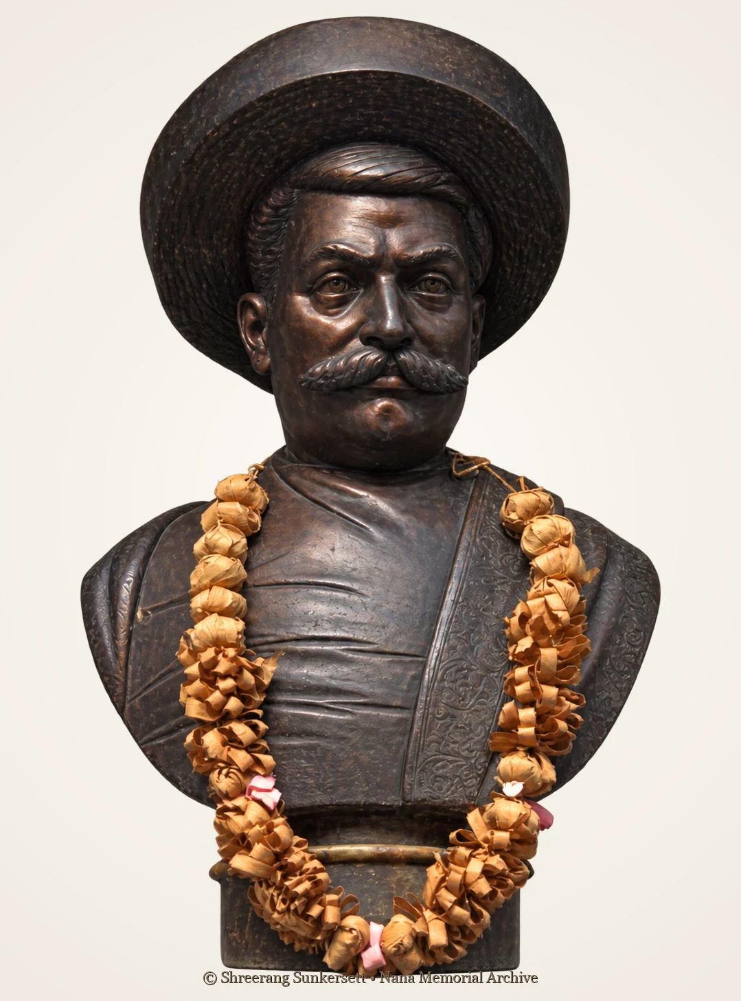 The Salvaged Girgaon Wada Bust on Pedestal
