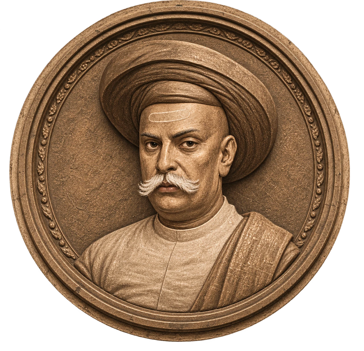 Jagannath 'Nana' Shankarshet (Sunkersett) medallion bust portrait — आधुनिक मुंबईचे आद्य शिल्पकार (Architect of Modern Mumbai)